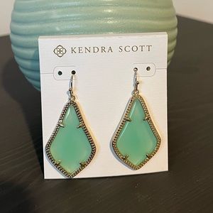 Kendra Scott Alex Gold Drop Earrings with Teal Opaque Glass